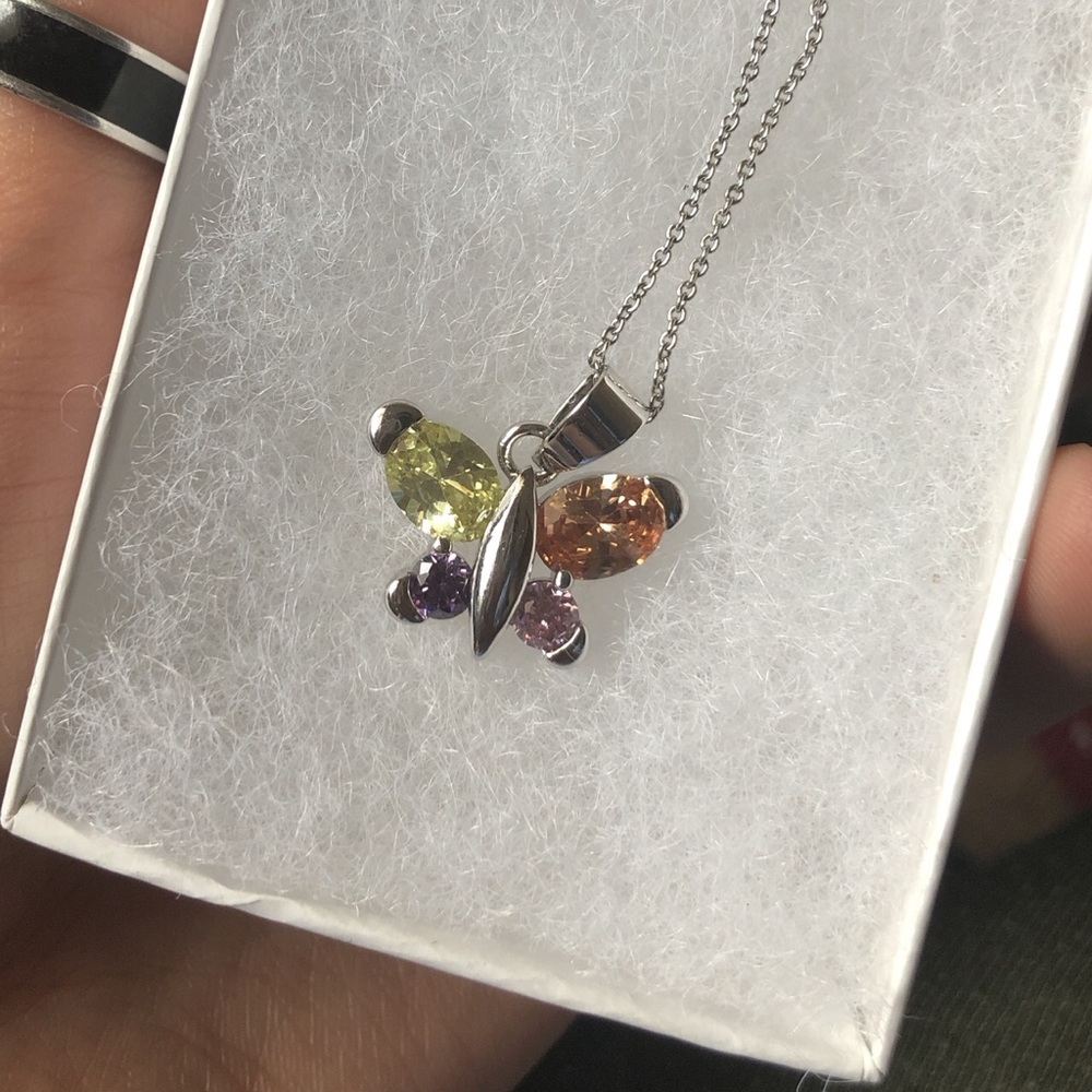 Sterling silver multicolor jewel necklace!